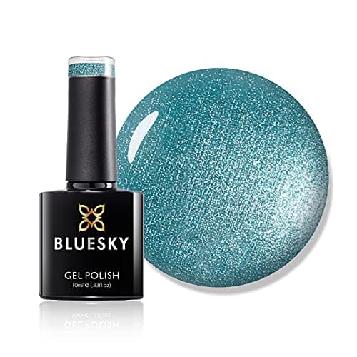 Image of Bluesky Gel Nail Polish, Hotski To Tchotchke 80529, Aqua, Blue, Bright, Glitter, Long Lasting, Chip Resistant, 10 ml (Requires Drying Under UV LED Lamp)