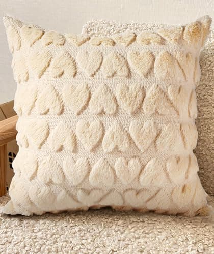 Image of Miss Adola Embroidered Cushion Covers 45 x 45 - Spring Sofa Cushion Cover with Zipper for Couch Bedroom Aesthetic Soft Cotton Decorative Throw Pillow Cases, Heart