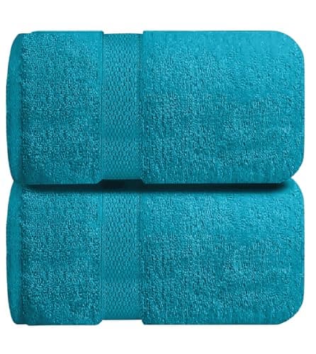 Image of Opulent Dreams 100% Egyptian Cotton Towel Sets – Soft, Absorbent, Quick-Dry – Includes Bath Sheets, Bath Towels, Hand Towels, Flannels – Luxuriously Easy to Wash (Teal, Bath Sheet (Pack of 2))