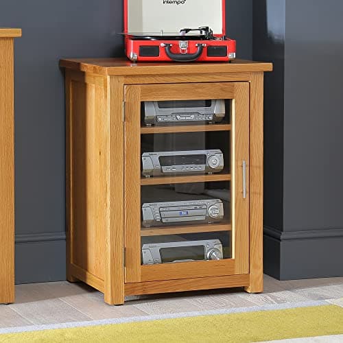 Image of The Furniture Market London Oak Hifi Media Unit Storage Cabinet