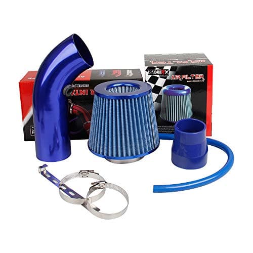 Image of Pindex Cold Air Intake Filter 3in Air Induction Kit Cold Air Filter Kit with Alumimum Pipe for Car Automobile Racing Engine - Blue