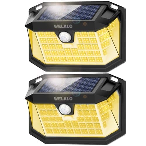 Image of Solar Security Lights, 188 LED Solar Motion Sensor Lights, IP65 Waterproof Solar Lights Outdoor Garden, 3 Modes PIR Solar Powered Wall Lights for Outside Garden Fence Door Yard (2 Pack, Warm White)
