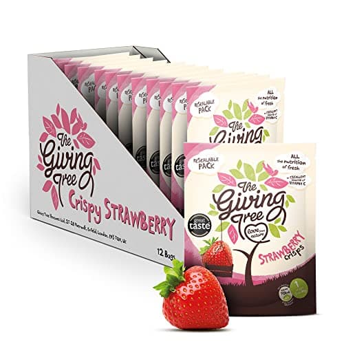 Image of The Giving Tree Freeze Dried Fruit Crisps - Vegan, Gluten Free Nutritional Crisps (Strawberry, 18g (Pack of 12))