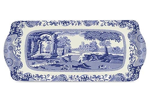 Image of Pimpernel Spode Blue Italian Collection Sandwich Tray | Serving Platter | Crudité and Appetizer Tray for Indoor and Outdoor use | Made of Melamine | Measures 15.1" x 6.5" | Dishwasher Safe