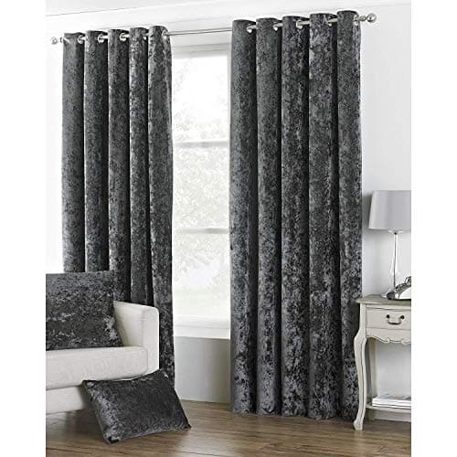 Image of Riva Paoletti Verona Ringtop Eyelet Curtains (Pair) - Pewter Grey 100% Polyester - 117 x 137cm drop (46" x 54" inches)