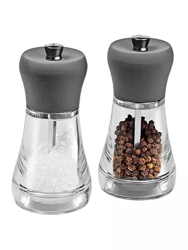 Image of Cole & Mason Napoli Salt & Pepper Grinder Set, Durable Acrylic, Adjustable Grid, Comes Filled with Salt and Pepper, 12cm