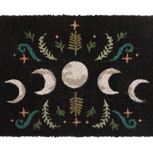 Image of Something Different Wholesale Mystical Woodland Moon Phase Doormat - Enchanting Black Dark Forest Magic Rug