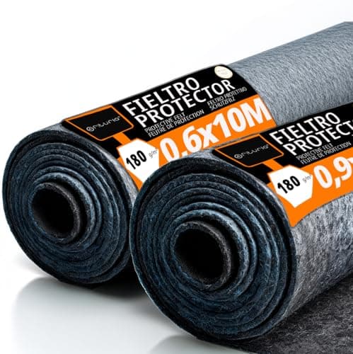 Image of OFITURIA Floor Protection Fleece 60 cm x 10 m, 180 g/m², Set of 2, Ideal for Protecting Floors during Painting and Renovations (60 cm x 10 m, Pack of 2)