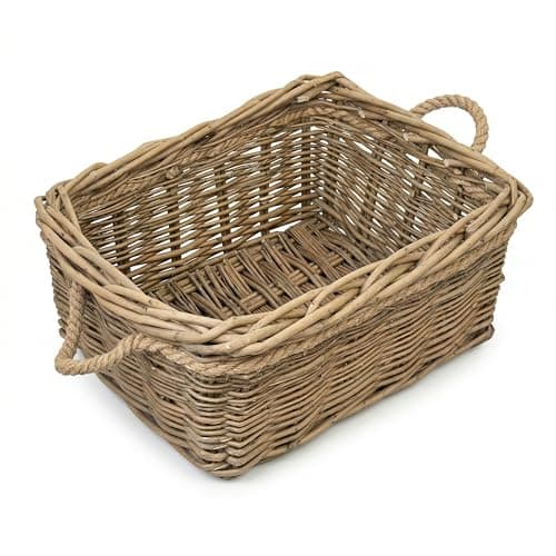 Image of Wickerfield Rectangular Wicker Log Basket, Log Baskets for Wood Burner Indoor & Fireplaces, Large Wicker Storage Basket with Rope Handle, Wood Baskets for Logs (Large)