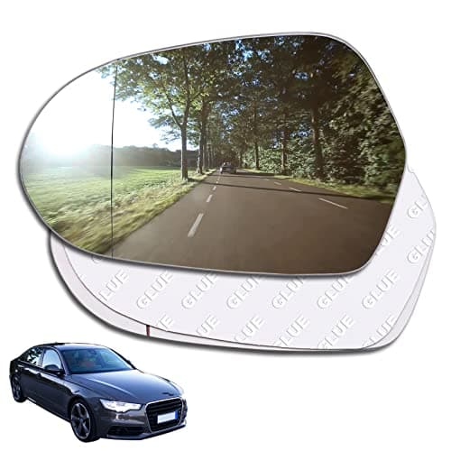 Image of AUTOXBERT Wing Mirror Glass Left Side Convex Fit For Audi A6 C7 4G 2011 2012 2013 2014 2015 2016 2017 2018 Passenger Side STICK-ON With Blind Spot