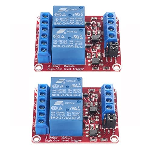 Image of AEDIKO 2pcs DC 24V Relay Module 2 Channel Relay Switch with Optocoupler Isolation High/Low Level Trigger