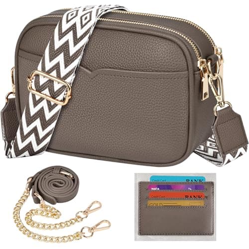 Image of TEUEN Crossbody Bags for Women, Small Shoulder Handbags PU Leather with 2 Removable Wide Straps & Chain, Trendy Ladies Cross Body Bag Elegant Purses for Women with 4 Card Slots