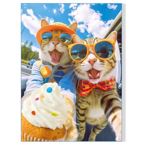 Image of Fishwisdom 500 Pieces Jigsaw Puzzles for Adults and Teens and Kids Family Happy Gift Idea Cats Selfie