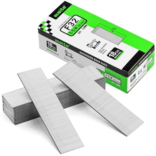 Image of meite 18 Gauge Brad Nails, 32 mm 18G Brad Nails for Nail Gun, Galvanised Small Finishing Nails for Joinery, Trim Work (5,000 Counts)