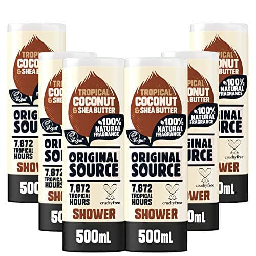 Image of Original Source Coconut and Shea Butter Shower Gel, 100 Percent Natural Fragrance, Vegan, Cruelty Free, Paraben Free, Bulk Buy, Pack of 6 x 500 ml