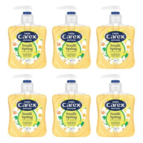 Image of Carex Editions Sunlit Spring Hand Wash Pack of 6, Antibacterial Hand Soap with Editions Fresh Floral Fragrance, Soap that Cleans, Cares and Protects, 6 x 250ml
