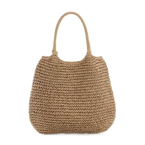 Image of SUKUTU Large Straw Beach Bag for Women Braided Straw Tote Bag Summer Handbag Shoulder Bag for Holiday Vacation