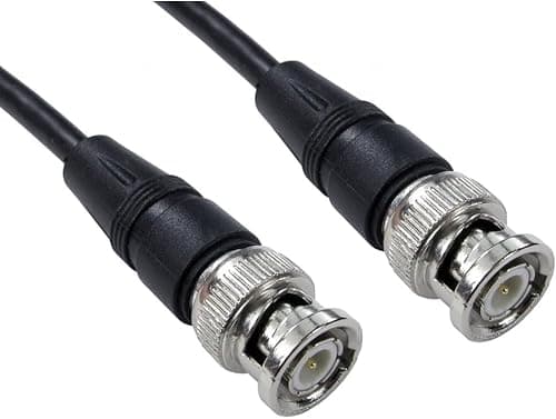 Image of rhinocables - BNC CCTV Camera Video Coaxial Cable | 75 Ohm Pure Copper Conductors | Indoor & Outdoor Use | Compatible with Analogue & SDI Signals, Black, 0.15m (15cm)