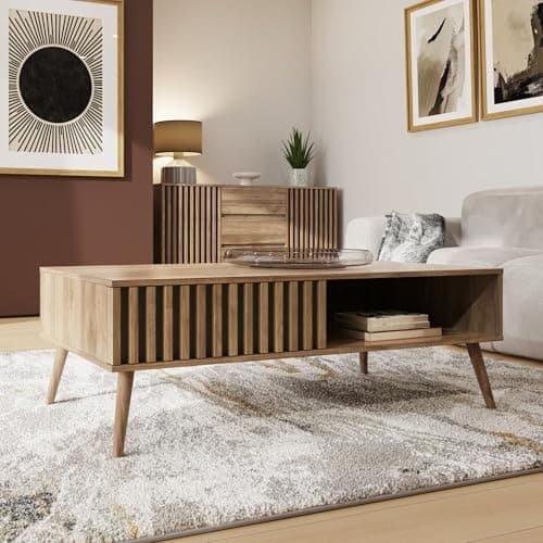 Image of GFW Rowan Coffee Table Storage Display Shelf Living Room Oak