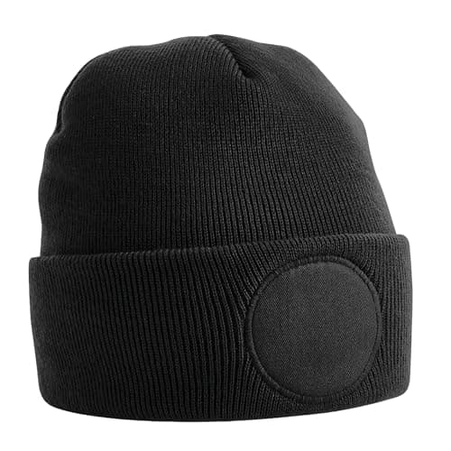 Image of Beechfield - Circular Patch Beanie - Elegant Design - Black