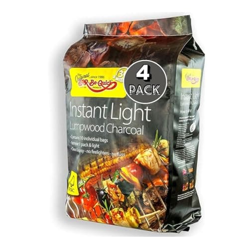 Image of 4 x Pack Bar-Be-Quick Instant Light Lumpwood Charcoal - BBQ Barbecues Smokers Grill Coal Fuel Smokeless Burn - For Outdoor Garden Camping Cooking