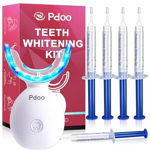 Image of Teeth Whitening Kit with LED Light + 5 Tooth Whitening Gel - Gentle Whitening on Sensitive Teeth - Fast Removes Stubborn Stains - Professional Tooth Whitener for Home - Wireless & Water-Resistant