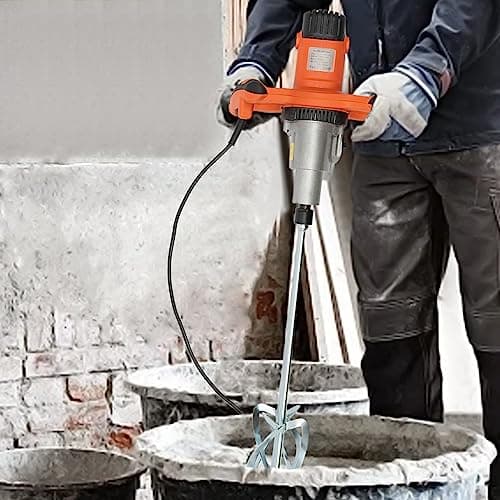 Image of Mermajestic Double-Paddle Electric Mortar Stirrer with 2 Mixing Rods, Locking Button, 1800W Double-Handle Electric Cement Mixer, Adjustable 2 Speed,for Mixing Mud, Cement, Mortar, Paint, Fodder