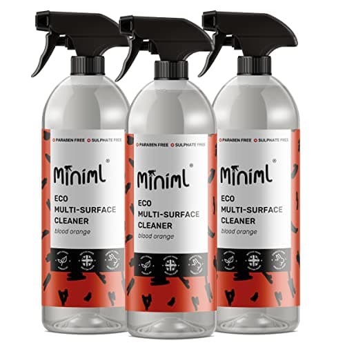 Image of Miniml Eco Multi Surface Cleaner General Purpose Spray 3 x 750ml – Blood Orange Scented for Cleaning All Surfaces Floors Walls Glass Kitchen Bathroom - Natural Plant Based Vegan Formula & Cruelty Free