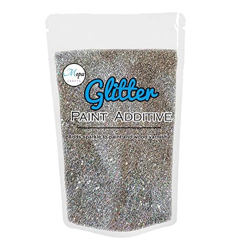 Image of Mopa Crafts Holographic Silver Glitter Paint Crystal Additive 100g for Emulsion Paint - for use with Interior/Exterior Wall, Ceiling, Wood, Metal, Varnish, Dead Flat, Matt, Soft Sheen or Silk Paints
