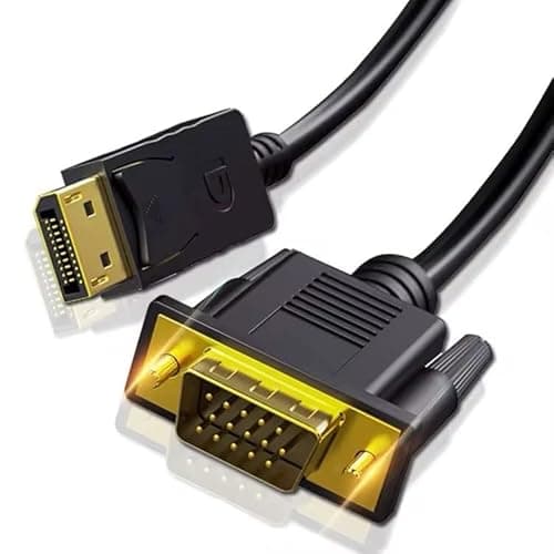 Image of 2m DP DisplayPort to VGA Cable Gold Plated HD Display Port to VGA Cord Lead Adapter Converter 1080p Male to Male Dual Mode Compatible with Laptop,Monitor,Projector,Lenovo,Dell,HP,Thinkpad,Asus,MacBook