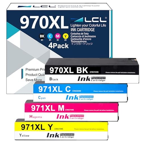 Image of 970XL 971XL High Yield Ink Cartridge Replacement for HP 970 970XL 971XL Replacement for HP Officejet Pro X451DN X451DW X476DN X476DW X551DW X576DW X576dn MFP (Black Cyan Magenta Yellow, 4-Pack)