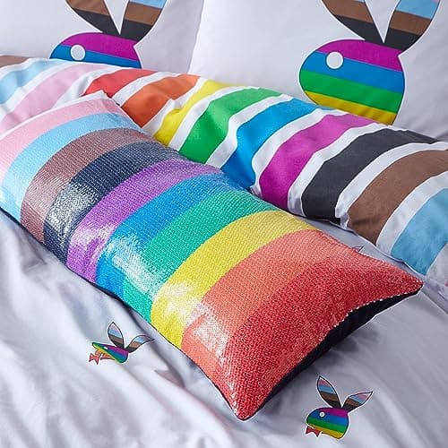 Image of Sassy B Playboy Sequin Rainbow 30x80cm Cushion Bright
