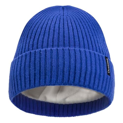 Image of Ocatoma Beanie for Men Women Winter Cuffed Hat with Warm Lining Soft Ski Hat Unisex Cap Gifts for Men Women Sapphire Blue