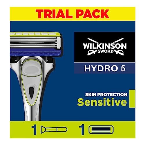Image of WILKINSON SWORD - Hydro 5 Sensitive Skin Protection For Men | Hydrating Gel and Precision Trimmer | Razor Handle + 1 Blade Refills