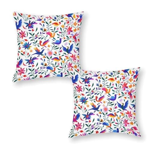 Image of Xiputvl Colorful Dream Cushion Covers Art Square Pillow Covers with Invisible Zipper Pack of 2 for Sofa, Couch, Bed, Bench 18"x18"