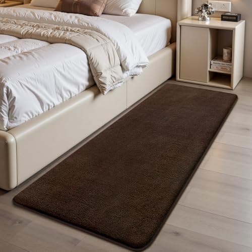 Image of Sour Lemon Rugs Living Room 80x150cm, Coffee Shaggy Fluffy Bedside Rug, Short Pile Soft Runner Rugs, Anti-Slip Washable Area Rug, Modern Floor Carpets for Kids Room Bedroom Hallway Entryway