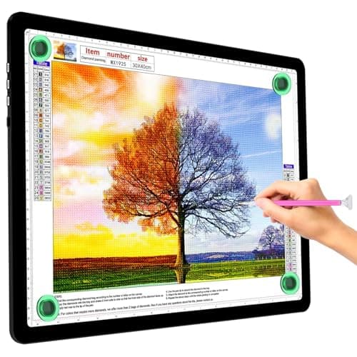 Image of KOBAIBAN A3 LED Light Pad for Diamond Painting & Tracing, Light Board with Side Physical Buttons, 6-Level Adjustable Brightness, USB-C Powered Light Table for Art Crafting(Black, 46.2 x 33.9 CM)