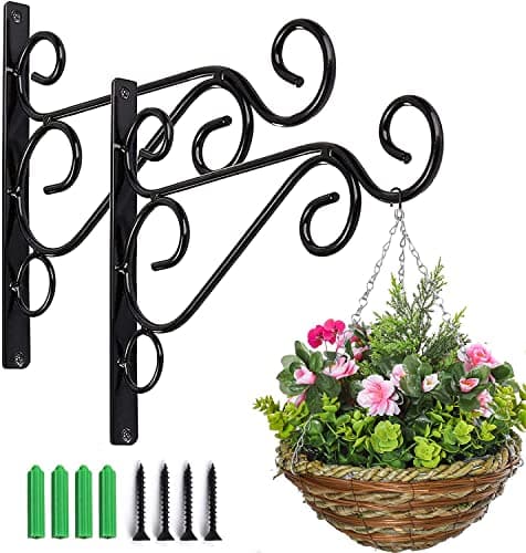 Image of KEENSUNI 2PCS Hanging Basket Bracket, Brackets for Hanging Basket,Bird Feeders,Lanterns,Wind Chimes,Planters,Outdoor Decoration Hooks