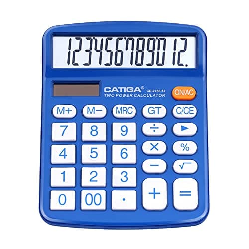 Image of CATIGA Desktop Calculator 12 Digit with Large LCD Display and Sensitive Button, Solar and Battery Dual Power, Standard Function for Office, Home, School, CD-2786