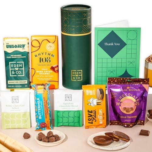 Image of Vegan Chocolate Gift Box with Truffles & Hot Chocolate Set, Thank You Gift Hamper For Her, Vegan Hamper by EDEN & CO