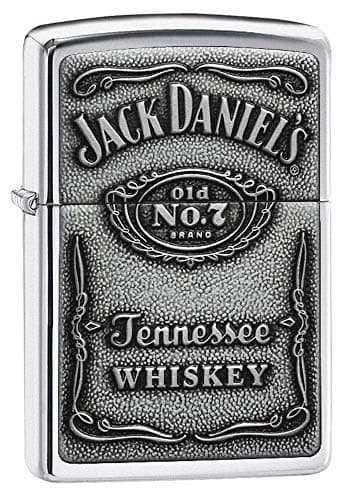 Image of Zippo Windproof Lighter - Jack Daniels - Silver - High Polish Chrome Finish - Emblem Attached - Refillable - Reusable - Gift Box - Made in USA