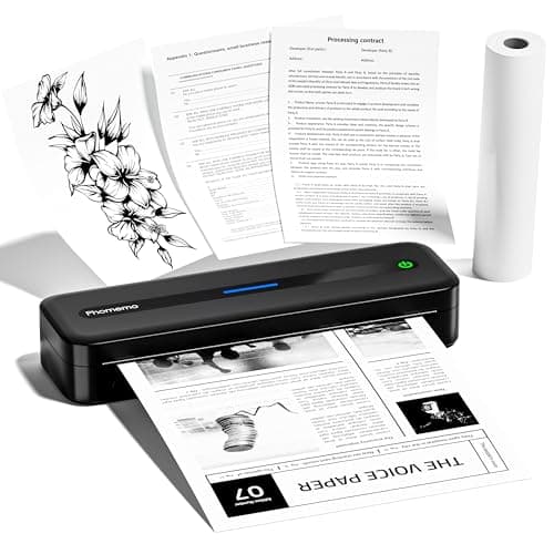 Image of Phomemo M832 Portable Printer, 300dpi Thermal Printer A4 Compatible with Phone & Laptop, Wireless Inkless Printers for Home, Photo, Study, Business Trip, Bluetooth Monochrome Printer, Black