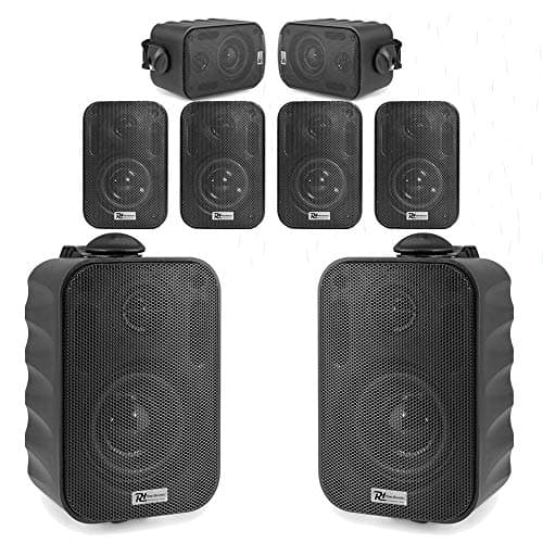 Image of PD BC30V 8x Black 3 Inch Wall Speakers Set – Weatherproof Outdoor Audio System IPX5 Rated with 100V & 8 Ohm Compatibility for Garden, Terrace, Poolside, Marine & Commercial Installation (60W Max)