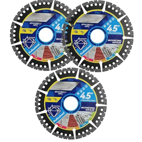 Image of Icetop Diamond Multi-Purpose Saw Blades, 3 Pcs 115mm/4.5" Ultra Thin 1.2mm Angle Grinder Disc for Tile Steel PVC Marble Wood
