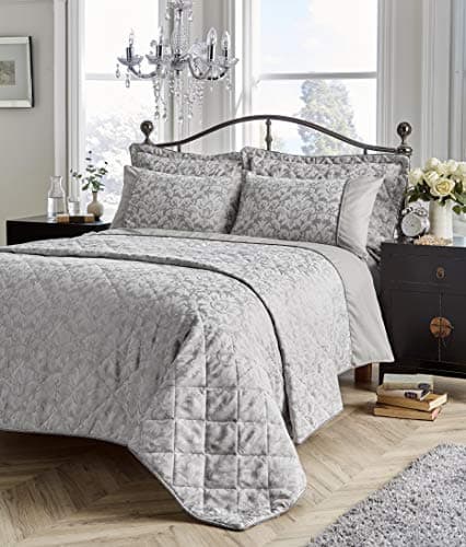 Image of EHD Savoy Jacquard Pattern Luxurious Duvet Cover Sets Quilt Cover Sets Bedding Sets (Silver, Double)