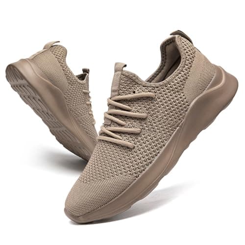 Image of DLWKIPV Men's Trainers Lightweight Breathable Slip-On Sneakers with Anti-Slip Sole and Cushioned Casual Outdoor Sports Fashion Jogging Shoes for Running Walking Tennis Shoes Brown UK Size 8