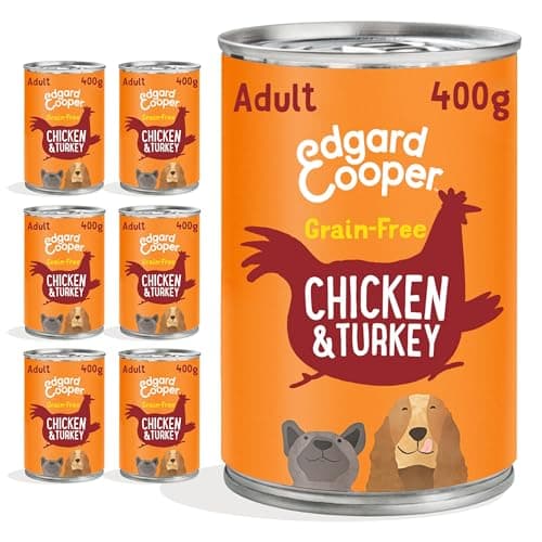 Image of Edgard Cooper Grain-Free Wet Dog Food in Gravy for Adult Dogs, ChickenTurkey 6 x 400g, Natural Dogs Food in Tins with Fresh Meat, High Protein, Hypoallergenic, No Added Sugar