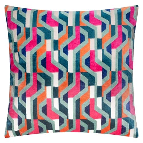 Image of furn. Metro Prism Cushion Cover – Geometric Velvet Jacquard Decorative Case (Multicolour – 45x45cm)