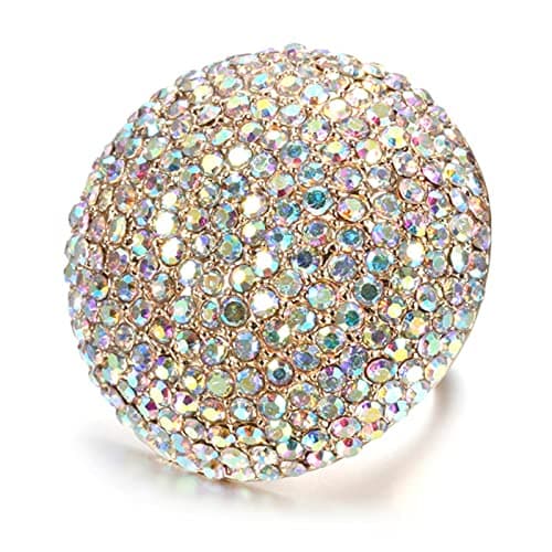Image of DarryDooly Fashion Colorful Crystal Women Big Rings Gold Color Banquet Wedding Ring Statement Jewelry Crystal Gift