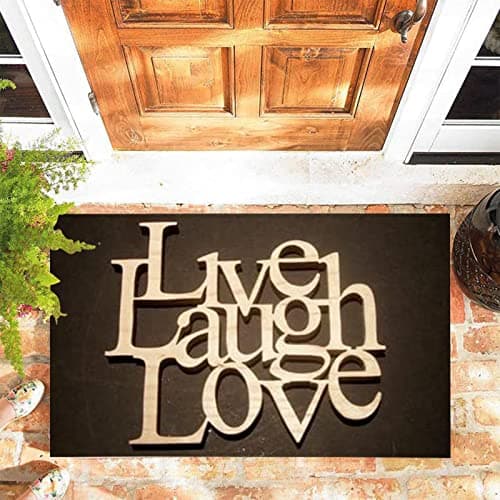 Image of JOOCAR Door Mat 3D Style Light Live Laugh Love Decor Door Mat for Indoor, 45x75 cm, Non-slip Entrance Rug Machine Washable Soft Doormats for Kitchen Bathroom Bedroom